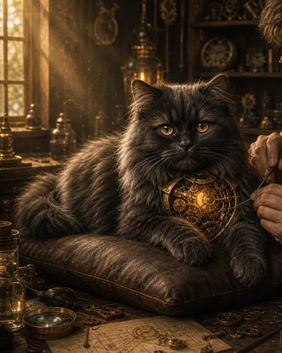 Steampunk Katzenportrait als Printdatei-Stilbeispiel